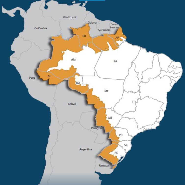 Ipea/Divulgação Brasília (DF), 30/09/2024 - Mapa do Brasil. Matéria Eleições em fronteiras. Foto: Ipea/Divulgação