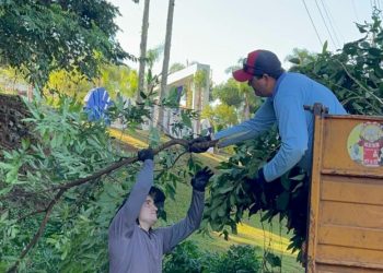 Equipe de serviços externos realiza poda e embelezamento de ruas em Piratuba