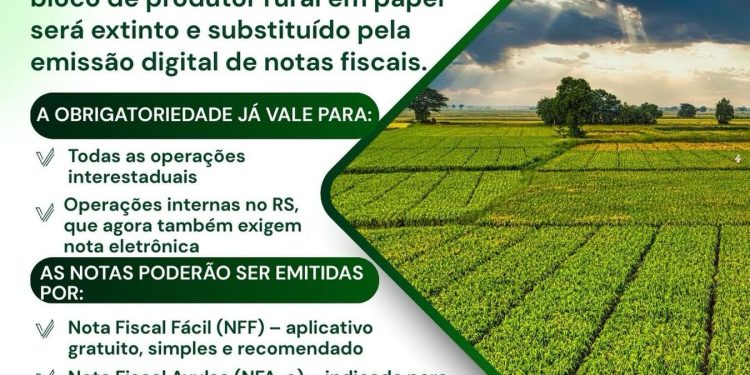 Bloco de produtor rural será extinto e notas fiscais passarão a ser emitidas apenas de forma digital a partir de janeiro