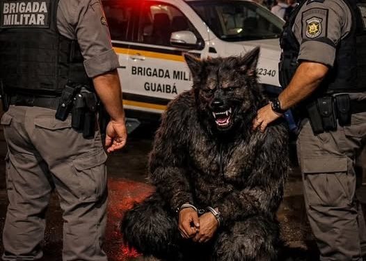 Homem é detido pela polícia após assustar moradores fantasiado de lobisomem