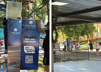 Termas de Piratuba instala estação de hidratação no calçadão