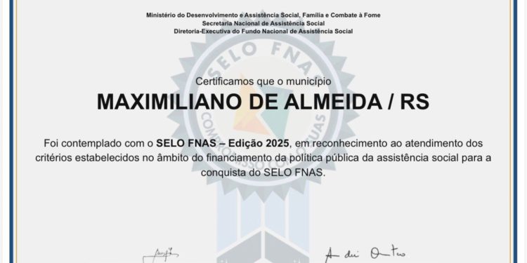 Maximiliano de Almeida conquista Selo FNAS e é reconhecido por gestão eficiente na assistência social
