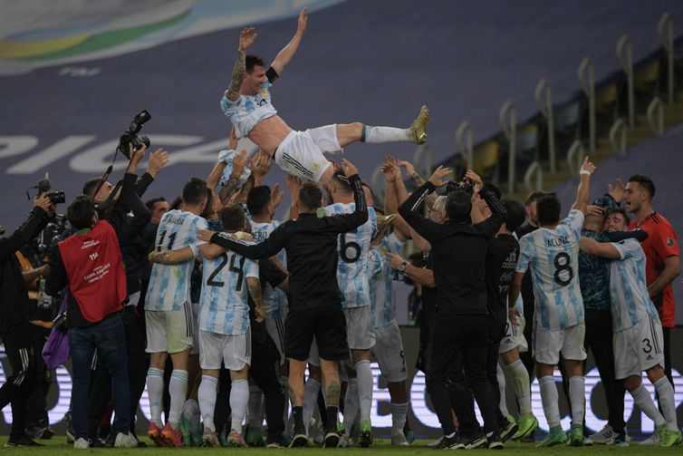 Copa América/Divulgação Argentina comemora vitória no Maracanã