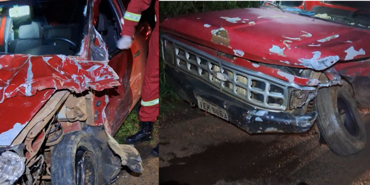 Colisão entre carro e caminhonete é registrada na ERS-492, em São José do Ouro