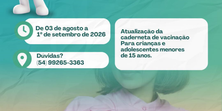 Campanha de multivacinação segue até setembro para atualizar caderneta de crianças e adolescentes em Carlos Gomes