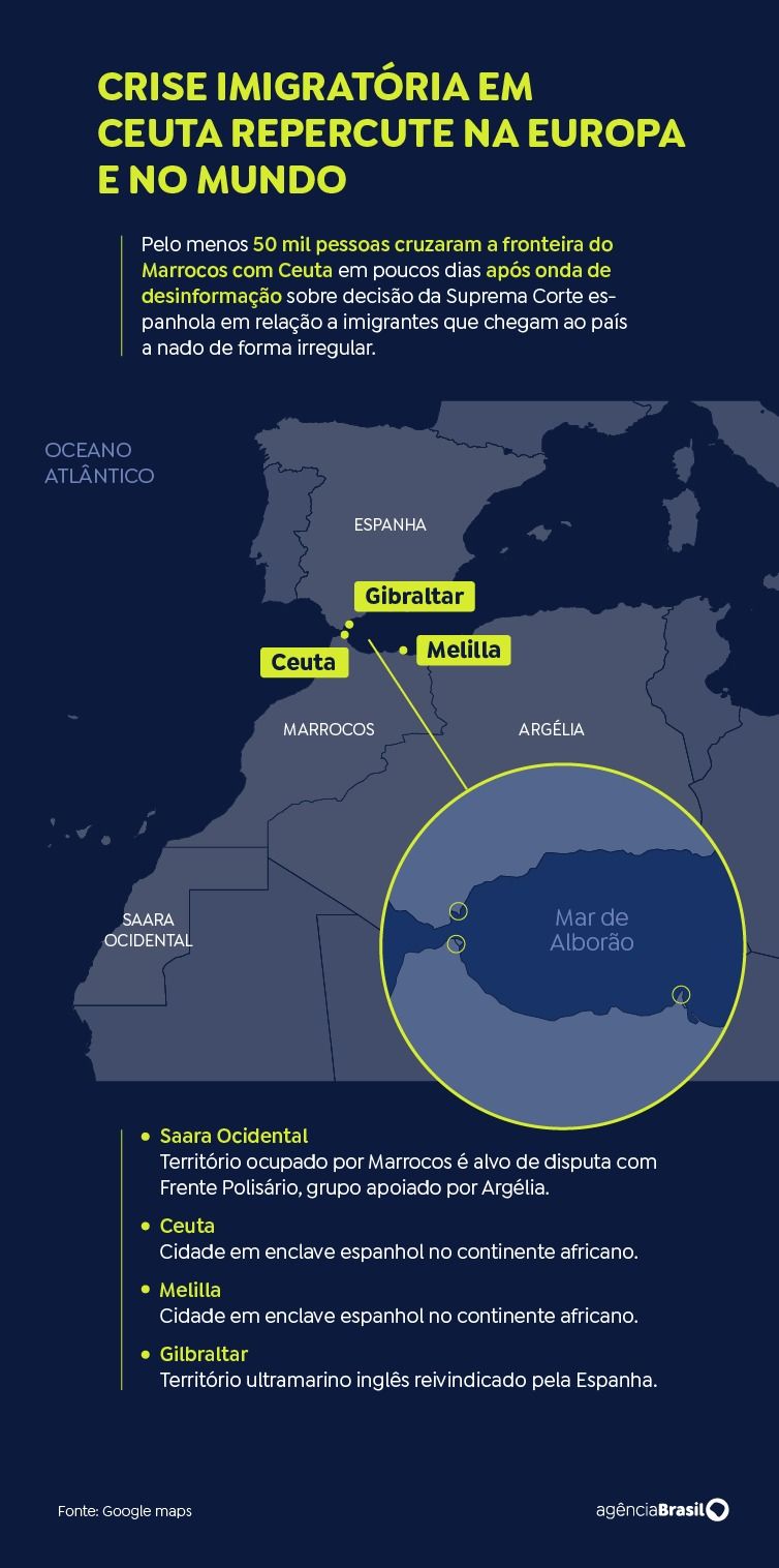 Brasília - 04/08/2026 - Crise imigratória em CEUTA repercute na Europa e no mundo. Foto: Google maps