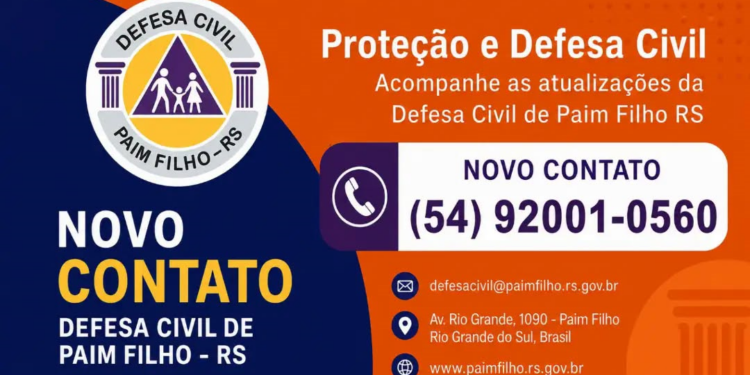 Defesa Civil de Paim Filho disponibiliza novo número exclusivo para atendimento à população